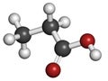 Propionic acid (propanoic acid) molecule. Used as preservative in food