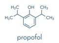 Propofol anesthetic drug molecule. Skeletal formula.