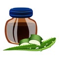 Propolis bottle aloe vera icon, cartoon style