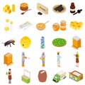 Propolis honey apiary icons set, isometric style Royalty Free Stock Photo