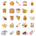 Propolis honey jelly icons set, cartoon style