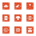 Proportion of food icons set, grunge style
