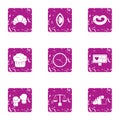 Proportion of food icons set, grunge style