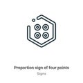 Proportion sign of four points outline vector icon. Thin line black proportion sign of four points icon, flat vector simple