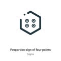 Proportion sign of four points vector icon on white background. Flat vector proportion sign of four points icon symbol sign from