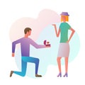 Proposal marriage, vector illustration flat design. Royalty Free Stock Photo