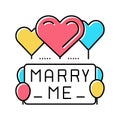 proposal marry me balloons color icon vector illustration