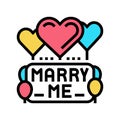 proposal marry me balloons color icon vector illustration