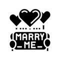 proposal marry me balloons glyph icon vector illustration Royalty Free Stock Photo