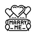 proposal marry me balloons line icon vector illustration