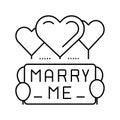 proposal marry me balloons line icon vector illustration