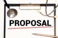 PROPOSAL word on card index paper, medical concept Royalty Free Stock Photo