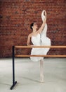 Propper ballet technique. full length photo Royalty Free Stock Photo