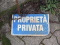 proprieta privata translation private property sign Royalty Free Stock Photo