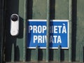 proprieta privata translation private property sign Royalty Free Stock Photo