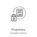 proprietary icon vector from sustainable competitive advantage collection. Thin line proprietary outline icon vector illustration Royalty Free Stock Photo