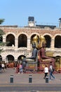 Props from the Aida opera in front of the Arena of Verona Royalty Free Stock Photo