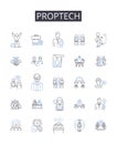 Proptech line icons collection. Harmony, Melody, Arrangement, Chord, Structure, Rhythm, Texture vector and linear