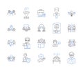 Proptech outline icons collection. Proptech, Real Estate, Innovation, Technology, AI, Digital, Automation vector and