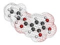 Propyl gallate antioxidant food additive molecule. 3D rendering. Atoms are represented as spheres with conventional color coding:.