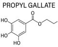 Propyl gallate molecule. Skeletal formula.