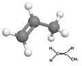 Propylene molecule with chemical formula