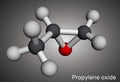 Propylene oxide molecule. Molecular model. 3D rendering