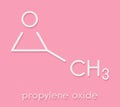 Propylene oxide molecule. Used as fumigant in pasteurization of almonds and pistachio nuts. Skeletal formula.