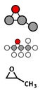 Propylene oxide molecule. Used as fumigant in pasteurization of almonds and pistachio nuts