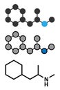 Propylhexedrine molecule. Used as nasal decongestant and stimulant