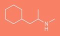 Propylhexedrine molecule. Used as nasal decongestant and stimulant. Skeletal formula. Royalty Free Stock Photo