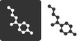 Propylparaben paraben preservative molecule, flat icon style. Oxygen and carbon atoms shown as circles, hydrogen atoms omitted. Royalty Free Stock Photo