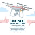 Pros and cons of drone technology, banner template