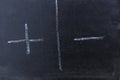 Pros and Cons or plus and minus written on a chalkboard. analysis concept Royalty Free Stock Photo