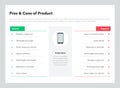 Pros and cons of product template with place for description Royalty Free Stock Photo