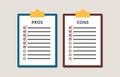Pros and cons versus compare choice checklist in clipboard