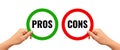 Pros vs Cons signs on white background Royalty Free Stock Photo