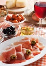Prosciuto served as appetizer Royalty Free Stock Photo