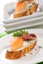 Prosciutto and blue cheese canapes Royalty Free Stock Photo