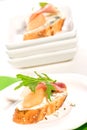 Prosciutto and blue cheese canapes Royalty Free Stock Photo