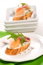 Prosciutto and blue cheese canapes Royalty Free Stock Photo