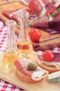 Prosciutto chesse and schnapps Royalty Free Stock Photo