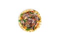 Prosciutto di parma pizza isolated on a white background. Pizza with Parma ham. Jamon. Italian cuisine.