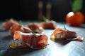 Prosciutto and goat cheese appetizer on a plate Royalty Free Stock Photo
