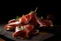 Prosciutto and goat cheese appetizer on a plate Royalty Free Stock Photo