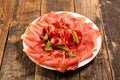 Prosciutto ham, bacon and salami Royalty Free Stock Photo