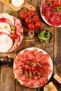 Prosciutto ham, bacon, salami Royalty Free Stock Photo