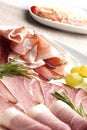 Prosciutto and ham plate Royalty Free Stock Photo