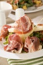 Prosciutto ham with salad