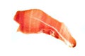 Prosciutto ham slice isolated on white Royalty Free Stock Photo